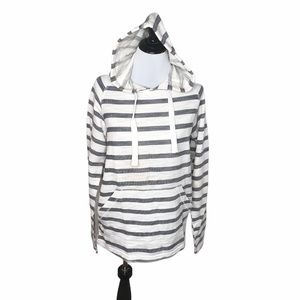 Free Planet Striped Hoodie Sweatshirt White, Navy, Medium, Large